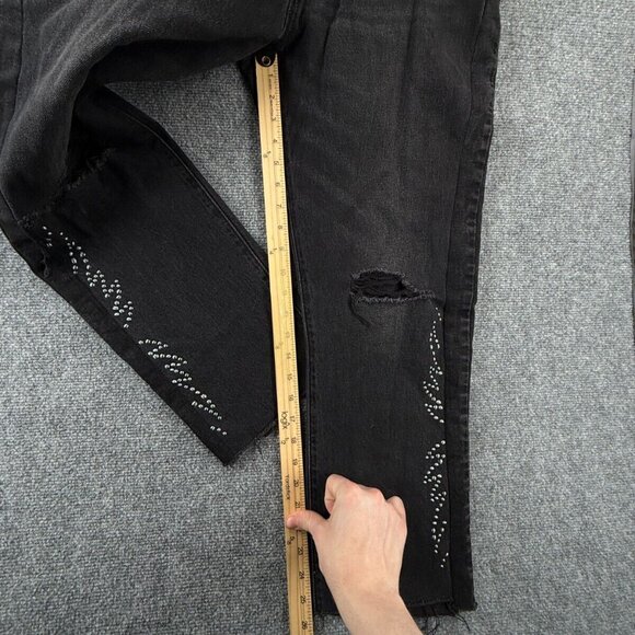 Levis Premium 501 Jeans Black Embellished Studded Denim Charcoal Wash 32x26 - Picture 6 of 16